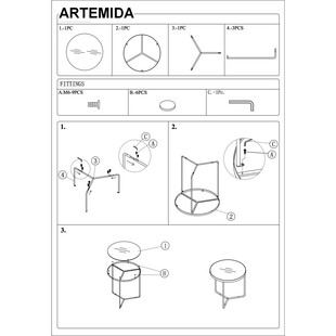 Zestaw stolików kawowych szklanych Artemida szary/czarny marki Signal