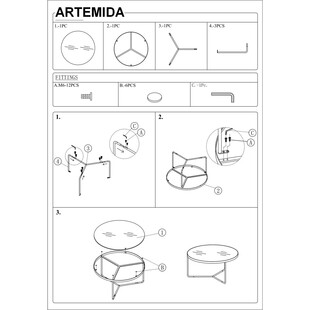 Zestaw stolików kawowych szklanych Artemida szary/czarny marki Signal