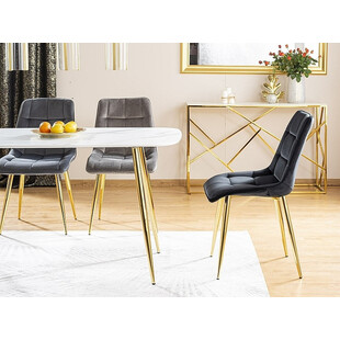 Krzesło welurowe pikowane na złotych nogach Chic Velvet Gold czarne marki Signal