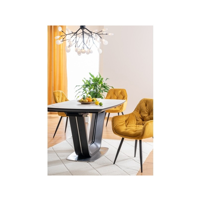 Stół rozkładany z marmurowym blatem Armani Ceramic 160x90 biały marmur marki Signal