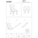 Krzesło pikowane welurowe z kołatką August Velvet czarne marki Signal