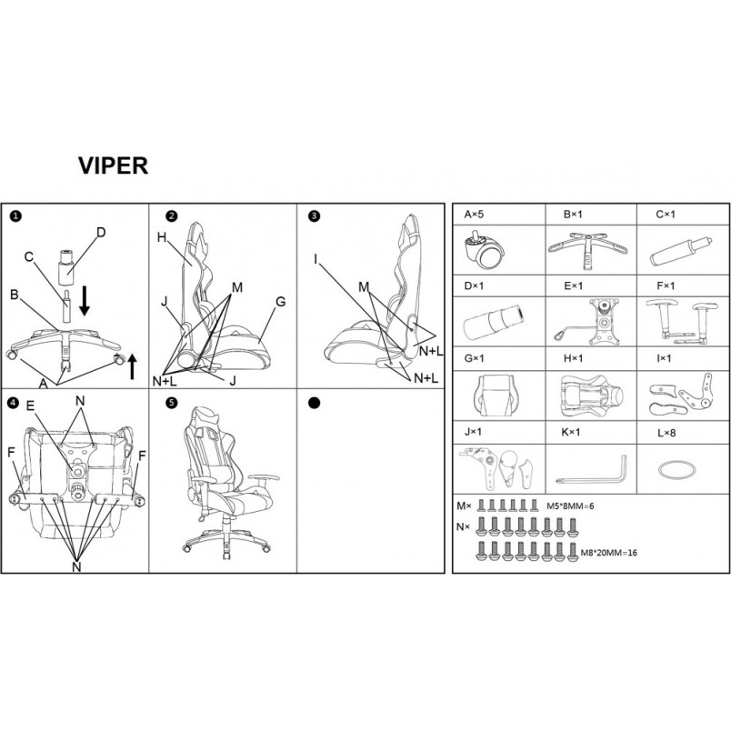 Fotel komputerowy dla gracza Viper szaro/czarny marki Signal