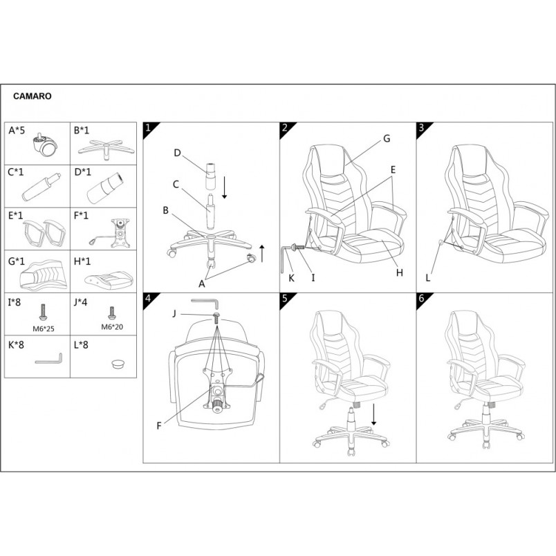 Fotel komputerowy dla gracza Camaro czerwony/czarny marki Signal