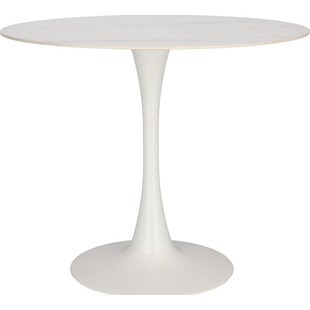 Stół marmurowy na jednej nodze Skinny Premium Stone 90cm biały Simplet