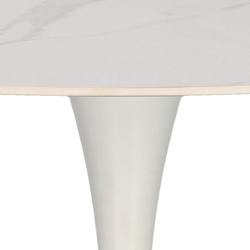 Stół marmurowy na jednej nodze Skinny Premium Stone 90cm biały Simplet
