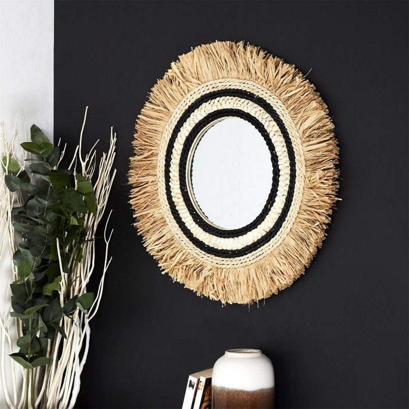 Lustro okrągłe boho Kaya 59 cm naturalne Intesi