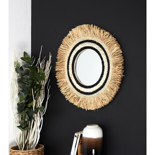 Lustro okrągłe boho Kaya 59 cm naturalne Intesi