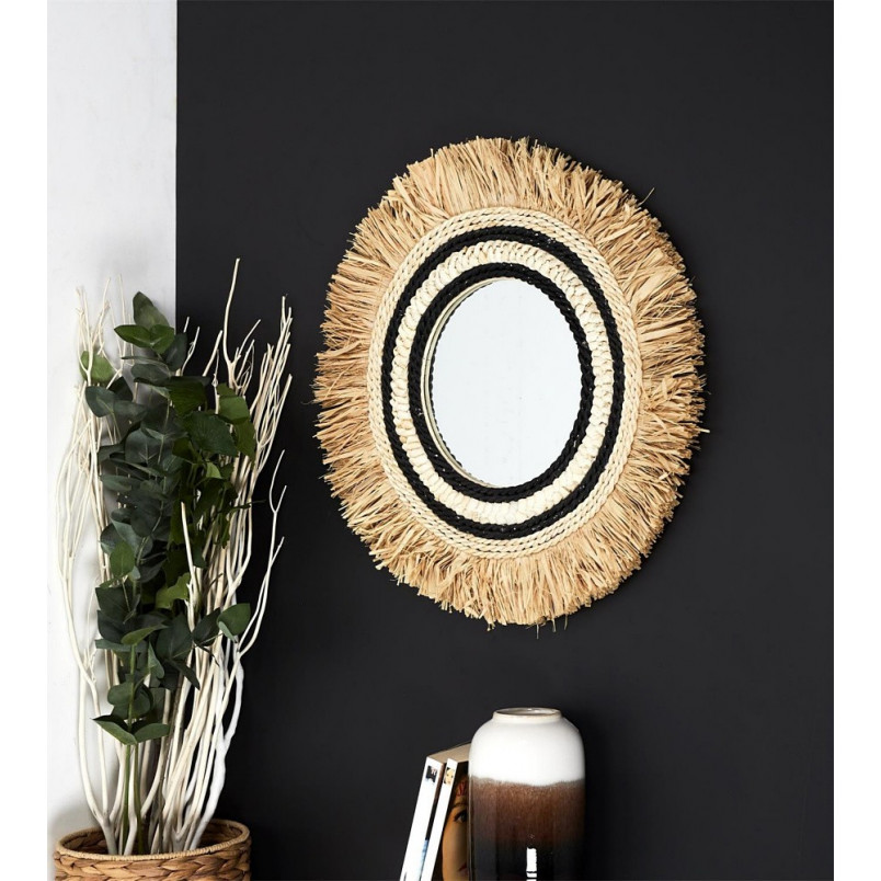 Lustro okrągłe boho Kaya 59 cm naturalne Intesi