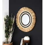 Lustro okrągłe boho Kaya 59 cm naturalne Intesi